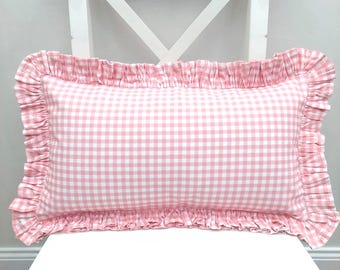 Bohemian Frill Linen Gingham Pillow Cover - Gingham Pillow - Pillow - Color Options With Frill Edges - Hello Mello Store