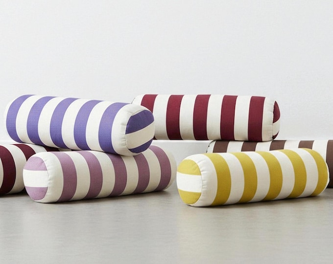 Striped Bolster Pillow - Cylinder Cushion - Decorative Sofa Cushion - Home Decor Gift