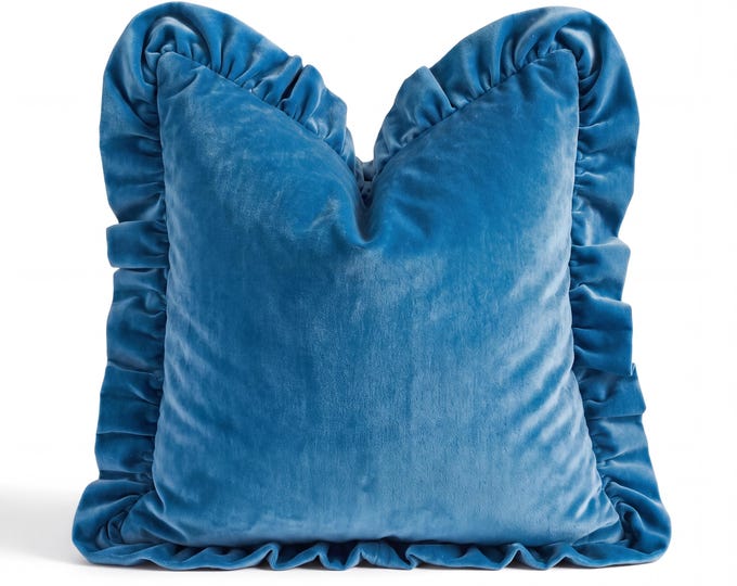 Velvet Ruffled Pillow Covers - Coquette Style Home Decor - Cottagecore Accent Pillow