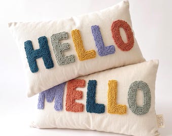 Personalized Punch Needle Cushion – Boho Nursery Name Pillow – Custom Initial Decor - Unique Baby Room - Handmade Cushion - Nursery Gift