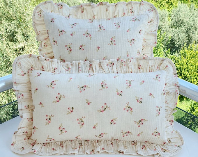 Soft Organic Ruffle Pillow - Muslin Frill Pillow - Soft Organic Cotton Gauze Pillow - Ruffle Pillow - Pillow For Baby - Home Gift