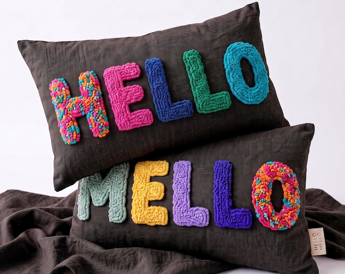 Personalized Punch Needle Name Cushion – Boho Nursery Initial Decor