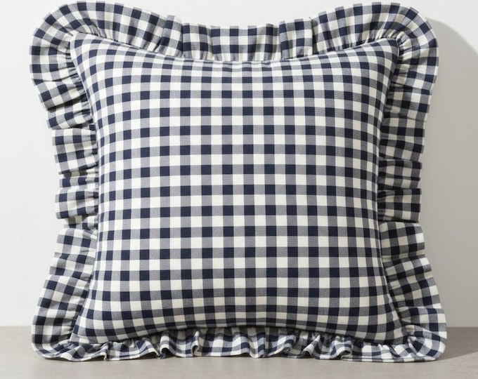Ruffled Gingham Pillow Cover - Cottagecore Farmhouse Decor - Multiple Color Options