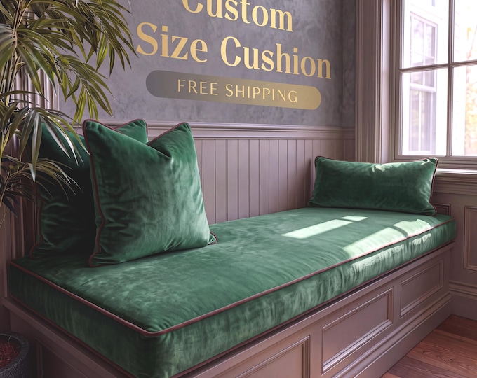 Custom Indoor Bench Cushion 3" Thick - Velvet Window Seat Cushion