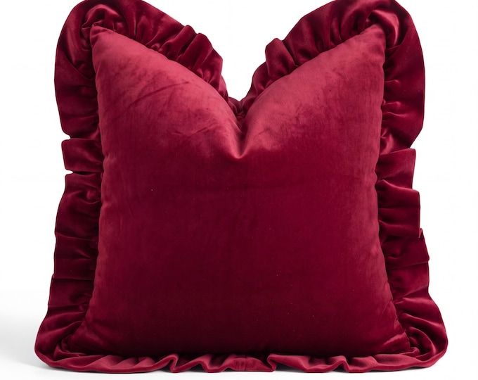 Velvet Ruffled Pillow Covers - Coquette Style Home Decor - Cottagecore Accent Pillow