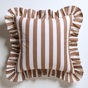 Bohemian Striped Ruffle Pillow Cover: Water Repellent Outdoor Decor