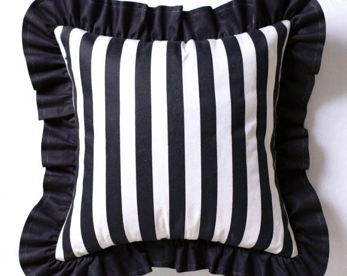 Bohemian Striped Ruffle Pillow - Ruffle Pillow - Frill Pillow Cover - Frill Edges - Hello Mello Store