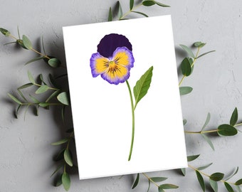 Botanical Collection: Purple Pansy Greeting Card printed on Linen Textured Cardstock made by The Manor