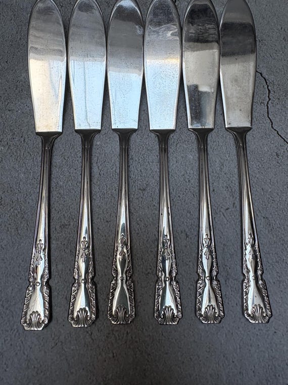 Vintage Silverplate Sheffield England Knives – Set of 6 – Ornate