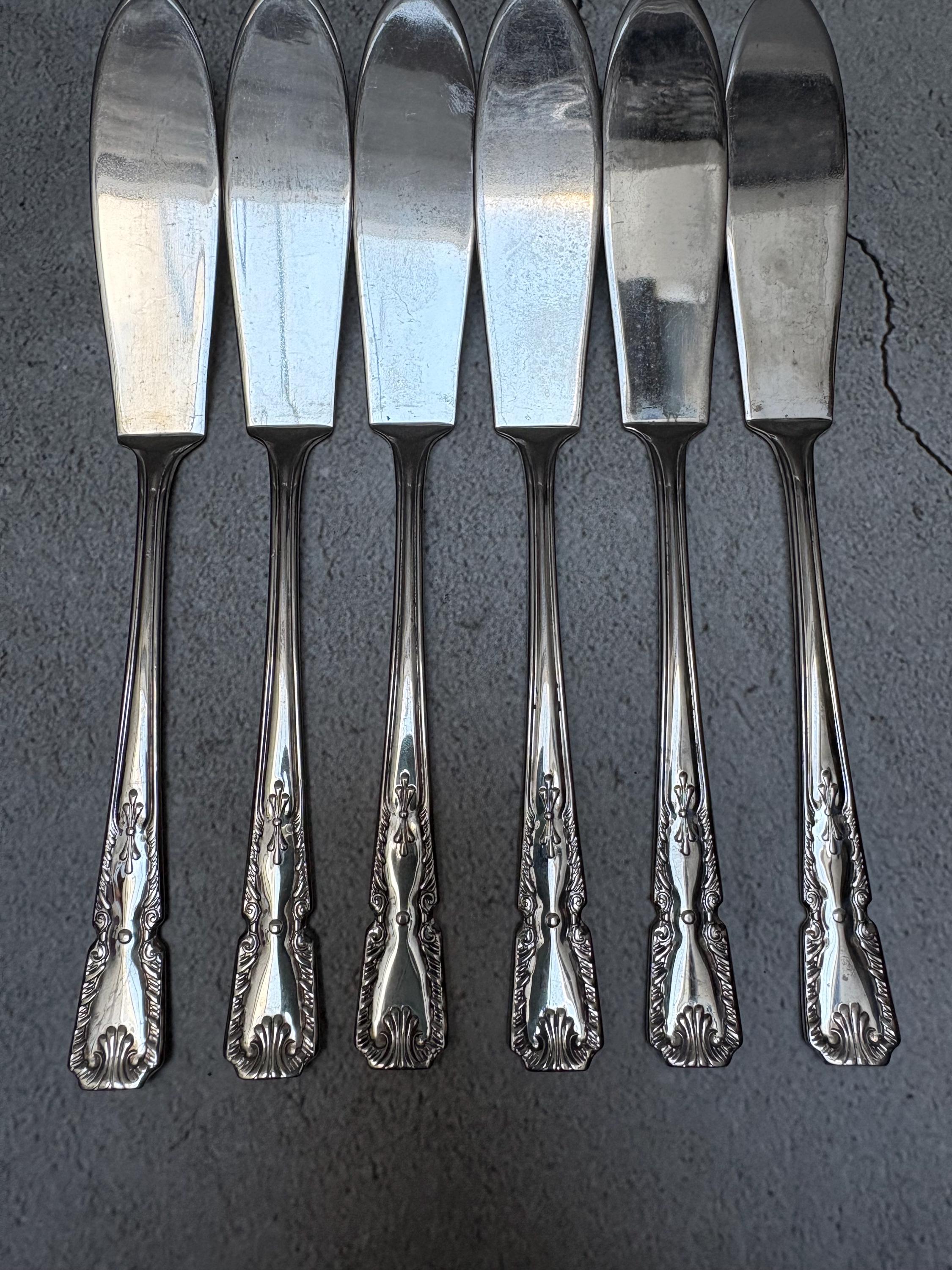 Vintage Silverplate Sheffield England Knives – Set of 6 – Ornate