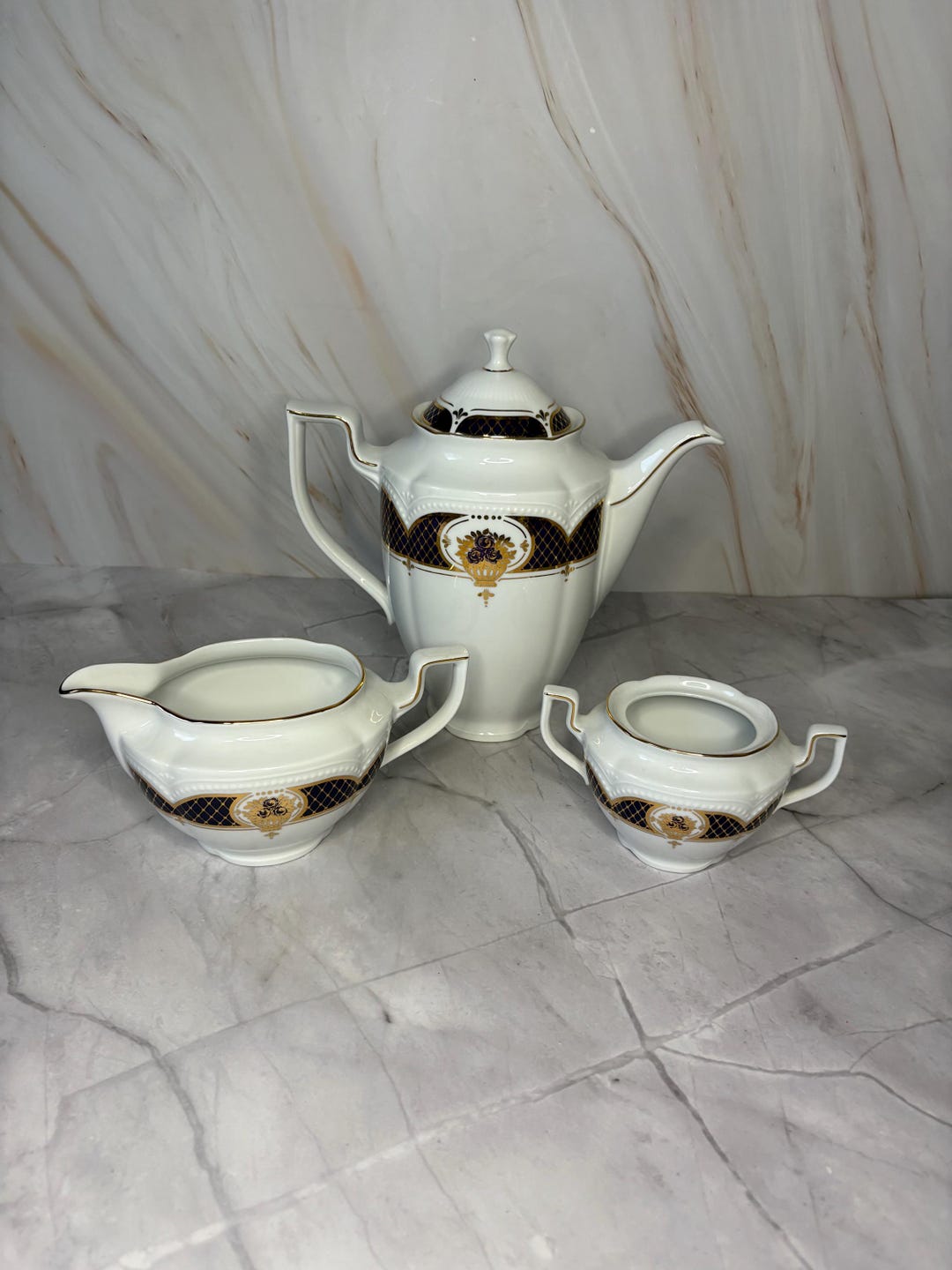 Vintage Graf Von Henneberg Porcelain Tea Set – Cobalt Gold German