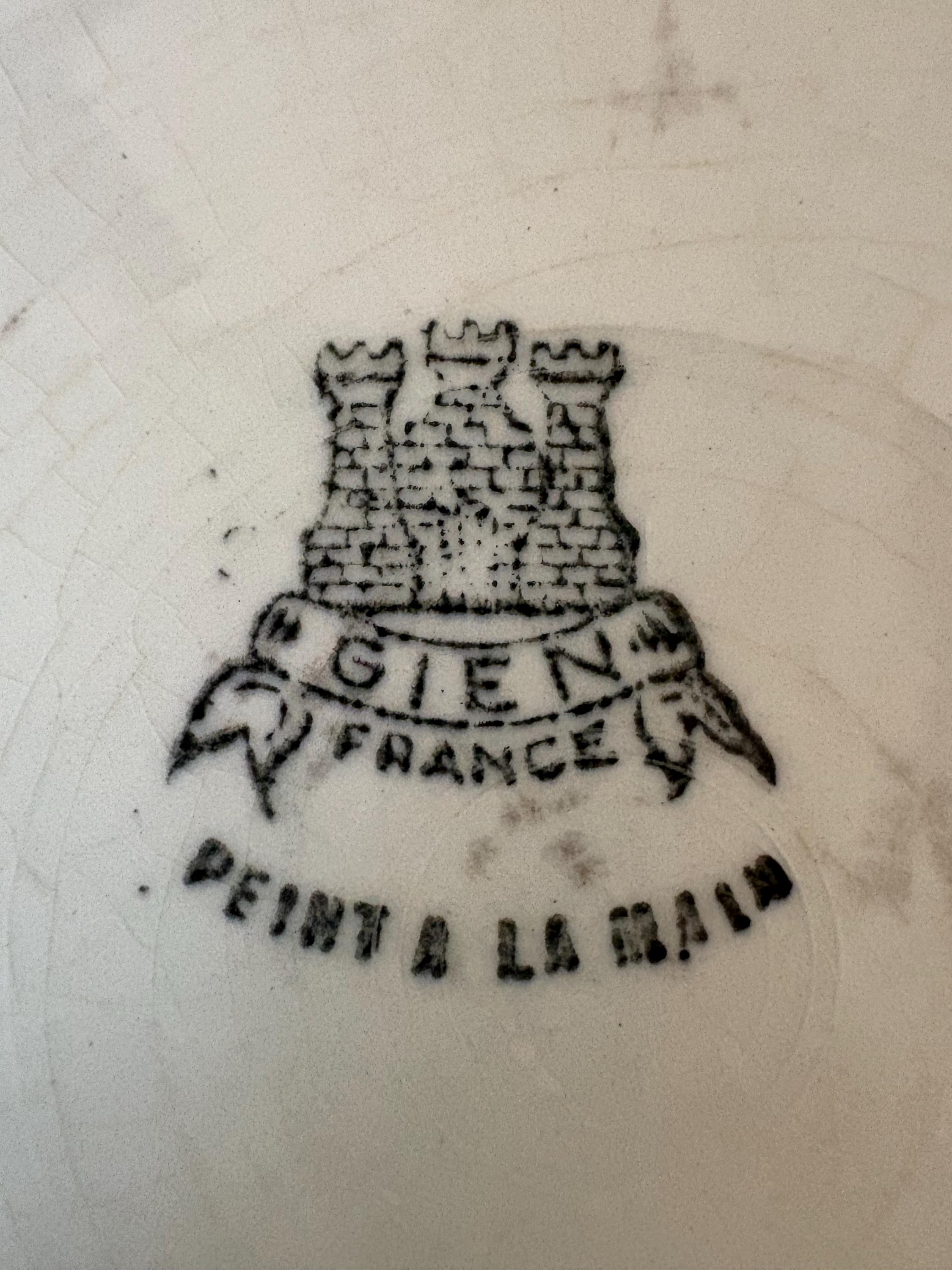 Set of 5 Vintage Gien France Plates: Hand-painted French Floral