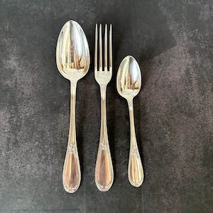 Vintage Ercuis Silverware Set – French Silver-Plated Fork, Spoon & Teaspoon – Antique Flatware