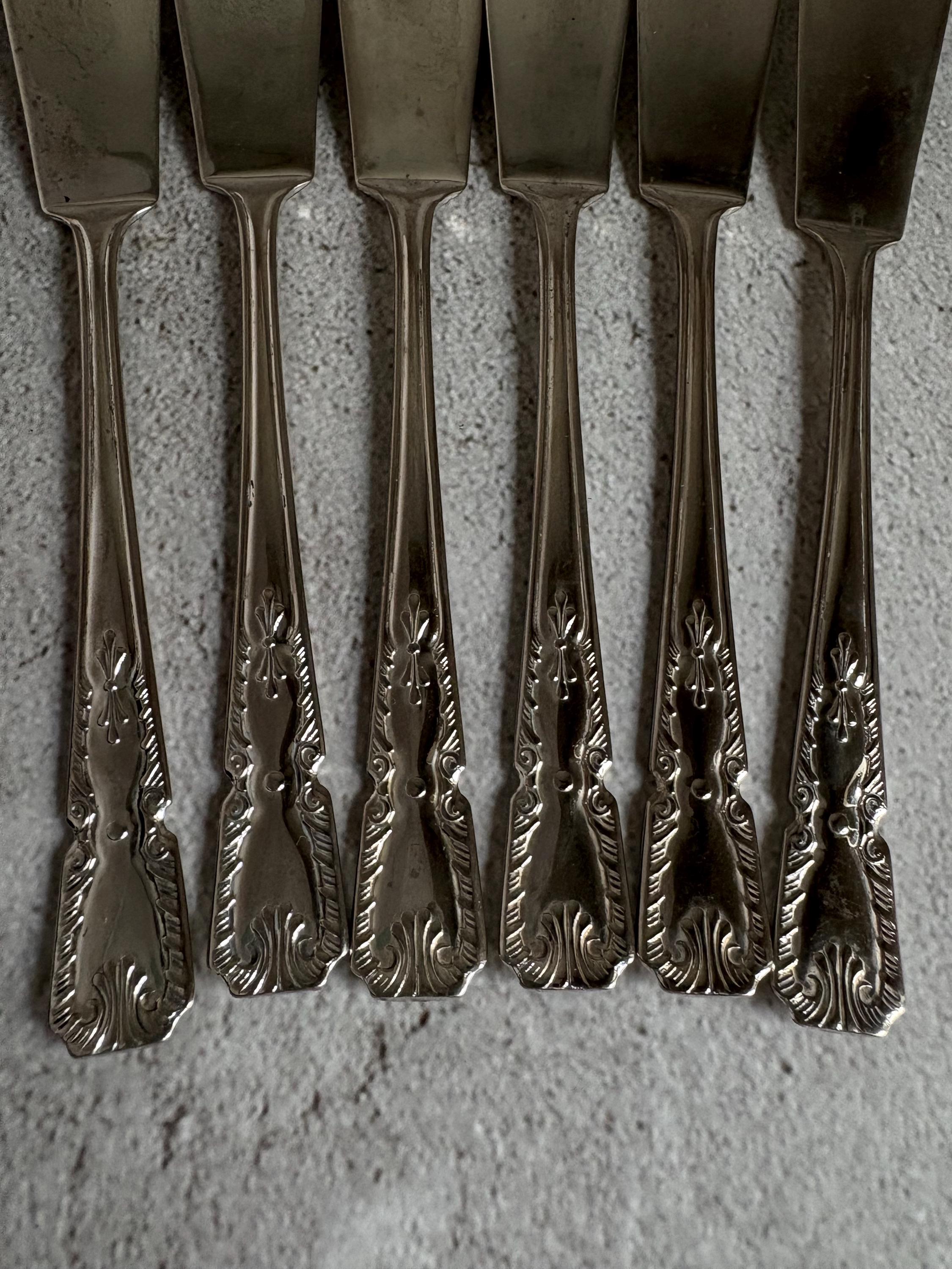 Vintage Silverplate Sheffield England Knives – Set of 6 – Ornate