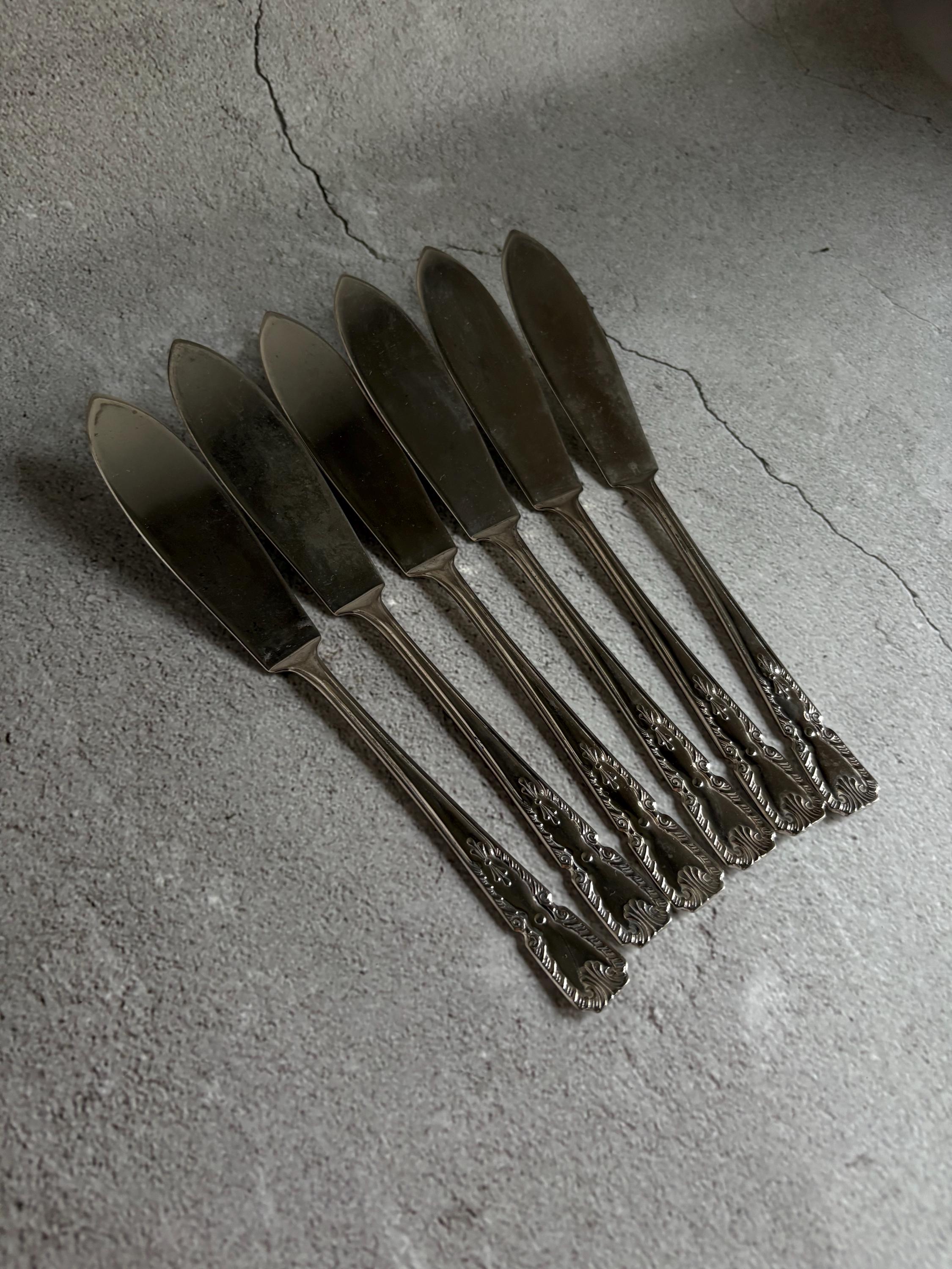 Vintage Silverplate Sheffield England Knives – Set of 6 – Ornate