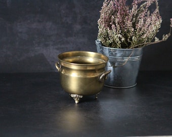 Antique brass jardiniere cauldron