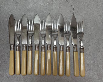 コーク＆サン（イギリス、シェフィールド）のヴィンテージ魚カトラリー