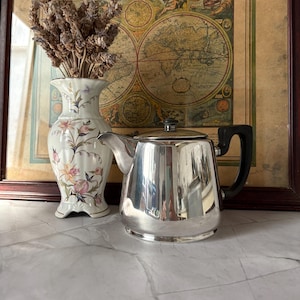 Vintage Silver Plated Teapot Elkington Monarchy Plate A 2P | English Tea Pot | Mid Century Silver Teapot | Collectible British Teaware