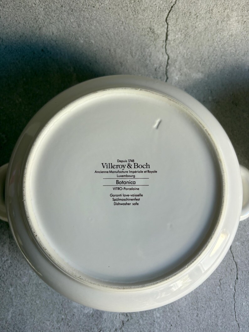 Peut inclure: Un bol blanc Botanica VITRO-Porcelaine avec deux poign&eacute;es. Le bol porte les inscriptions "Villeroy & Boch" et "Botanica". Le bol est lavable au lave-vaisselle.
