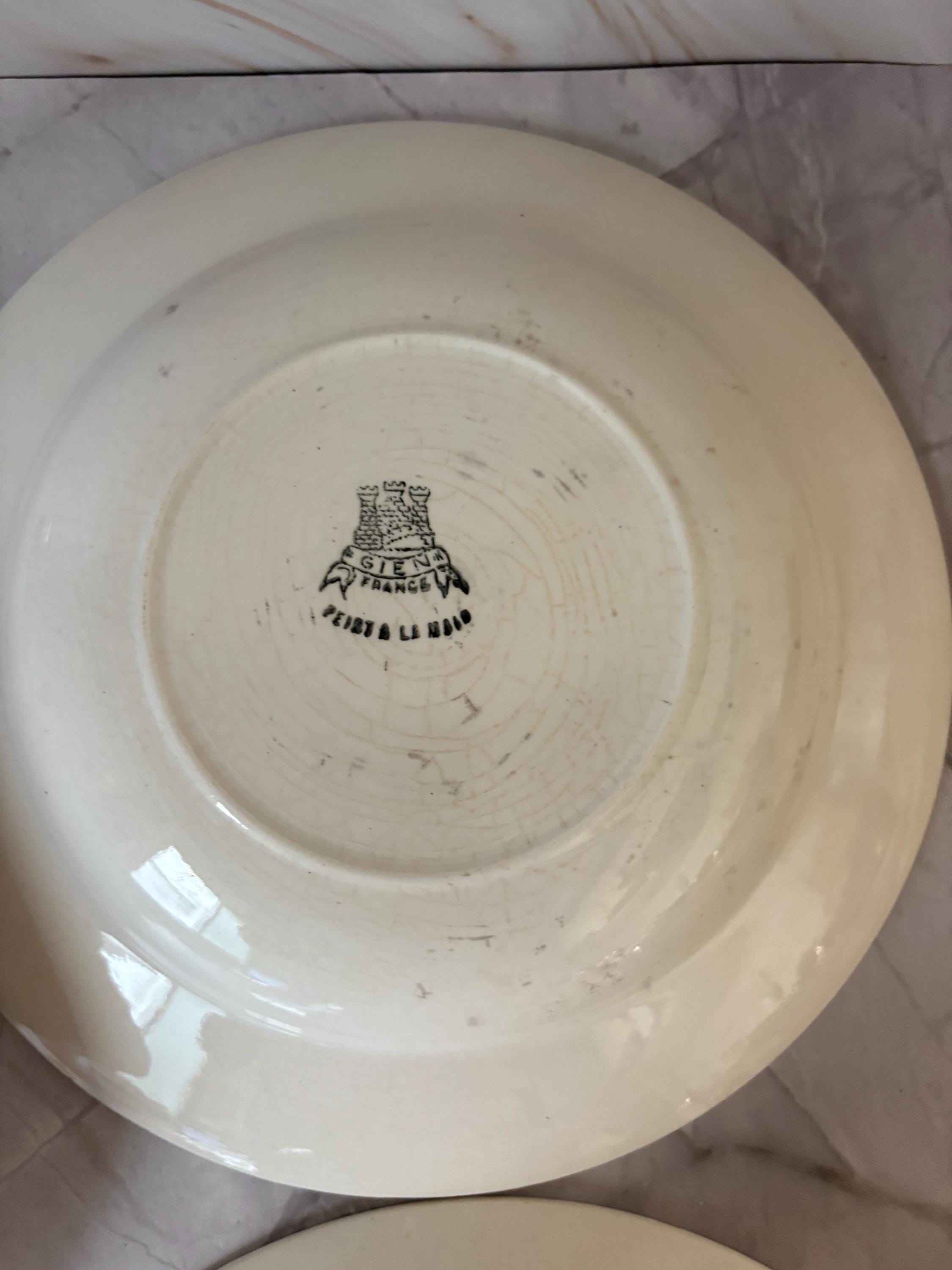 Set of 5 Vintage Gien France Plates: Hand-painted French Floral