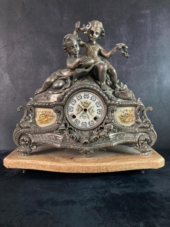 Exquisite Antique Rococo Style Mantel Clock Cherub Figurines - Etsy