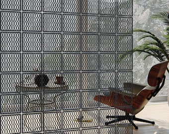 Saldi - Nero - Divisorio sospeso per ambienti, Pannelli divisori in legno, Separatore moderno per ambienti, Parete divisoria sospesa per ambienti, Parete divisoria per open space