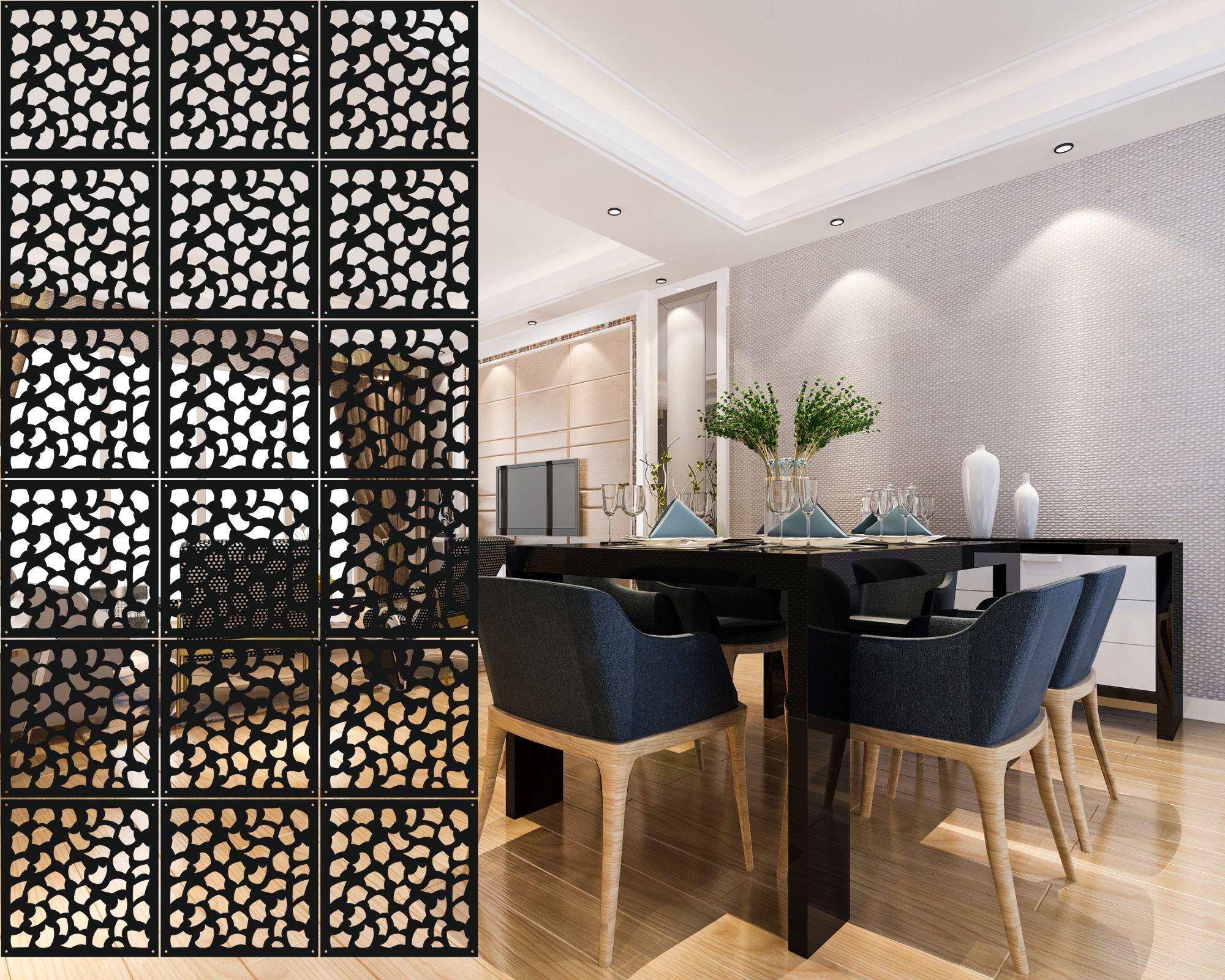 Wooden Dividing Panels, Suspended Room Divider, Modular Decorative Wall ...