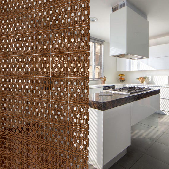 Decomonkey Paravento Divisorio Per Interni Bifacciale - 5 Ante, Legno E Tela, 225x172 Cm - Schermo Per Privacy Soggiorno E Camera - 3