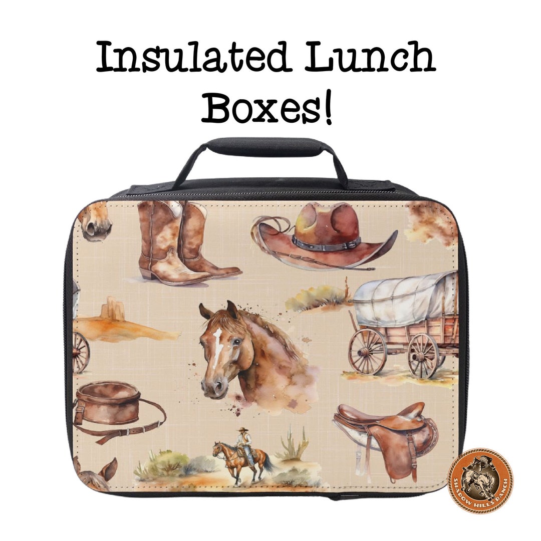Western Themed Horse Lunch Box Insulated Lunch Box Office Etsy