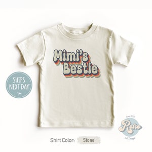 Mimi's Bestie Toddler Shirt - I Love My Mimi Kids Tee - Mother's Day Gift for Grandma - Retro Natural Toddler Shirt