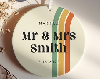 First Christmas Married Ornament 2023 - Personalized Mr & Mrs Married Ornament