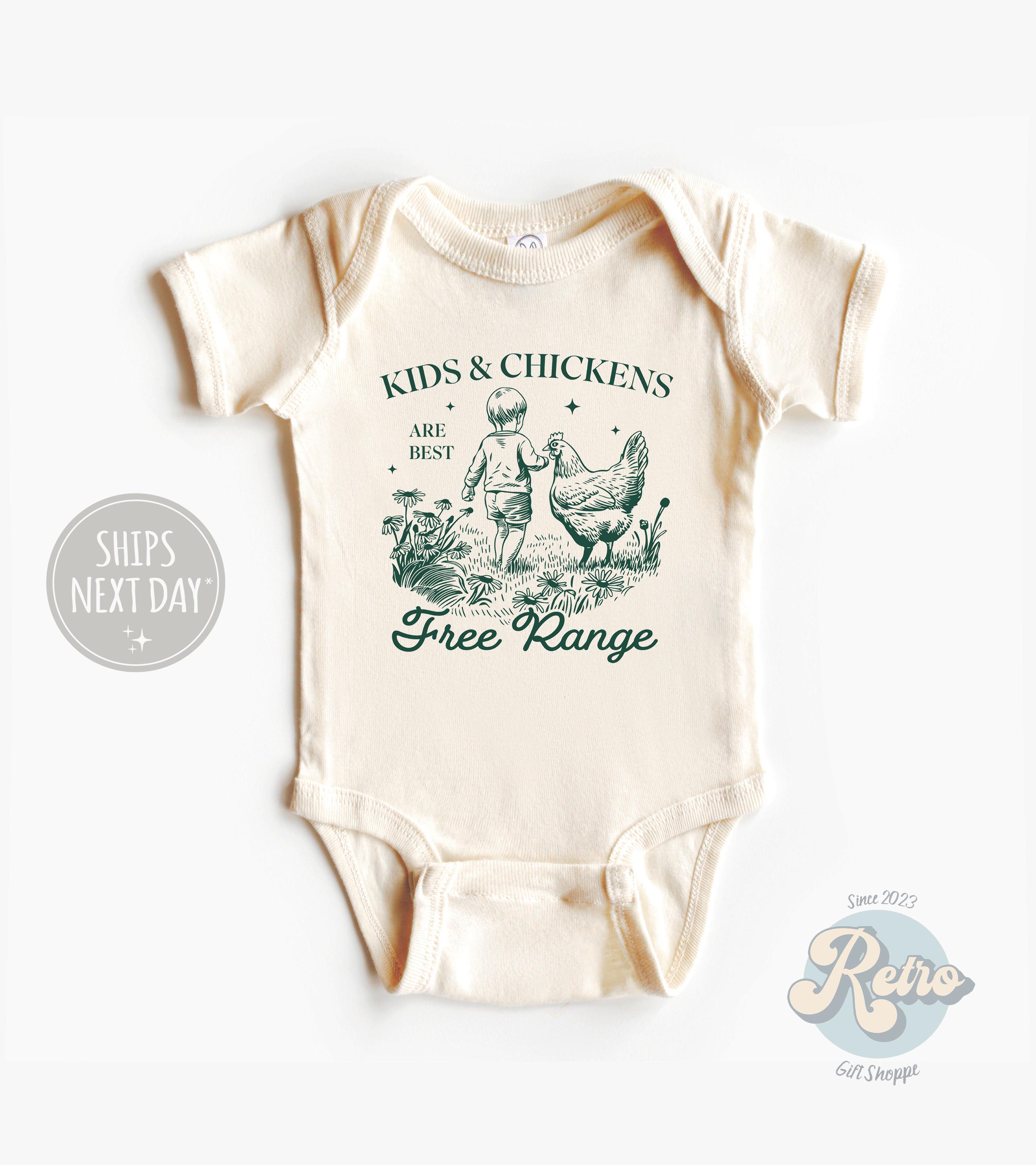 Farm Free Range Bodysuit Baby Retro Free Range Onesie® Farm Animal Baby Bodysuit Cute Country Baby Natural Onesie®