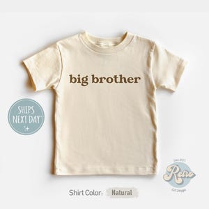 Big Brother Shirt Toddler Boy TShirt Sibling Natural Minimalist Kids Tee Retro Brother Gift Big Brother Gift