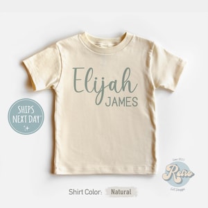 Personalized Boys Shirt Toddler Cute Custom Name Shirt Brown Name Tee Natural Kids Shirt