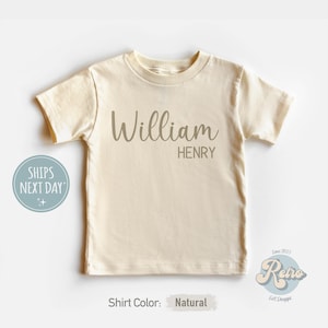 Personalized Boys Shirt Toddler Cute Custom Name Shirt Brown Name Tee Natural Kids Shirt