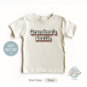 Grandma's Bestie Toddler Shirt - I Love Grandma Kids Tee - Mother's Day Gift for Grandma - Retro Stone Toddler Shirt