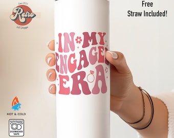 In My Engaged Era Skinny Tumbler with Straw - Engagement Gift - Proposal Gift - Bride To Be Gift - In My Engaged Era - Tumbler for Her