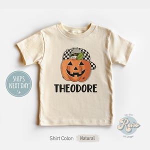 Boys Pumpkin Halloween Shirt - Retro Boys Name Toddler Shirt - Cute Fall Boys Tee - Personalized Boys Fall Shirt
