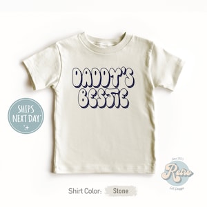 Daddy&#39;s Bestie Toddler Shirt - Fathers Day Kids Tee - Retro Groovy Natural Toddler Shirt - Father&#39;s Day Gift
