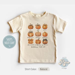Christian Girls Toddler Shirt - Cute Fall Pumpkin Girls Tee - Fall Kids Shirt with Bible Verse - Autumn Gift for Girl