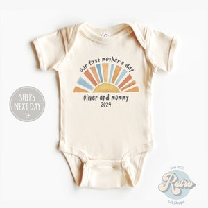 Retro Mother's Day Bodysuit - Mothers Day Gift - Personalized Baby Boy Onesie® - Our First Mother's Day Gift