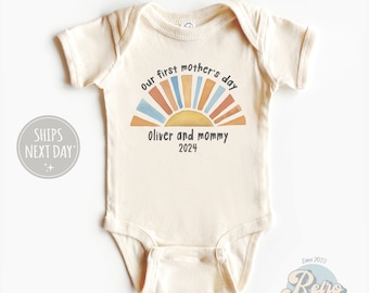 Retro Mother's Day Bodysuit - Mothers Day Gift - Personalized Baby Boy Onesie® - Our First Mother's Day Gift