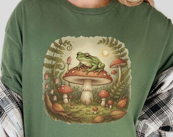 Whimsical Frog Shirt Cottage Core Clothes Funny Frog Tshirt Goblincore Tank Top Fairycore Tee Forestcore Clothing Mushroomcore Long Sleeve