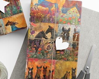Western Wrapping Paper Horse Lover Cowboy Wrapping Paper Cowgirl Wrapping Paper Equine Birthday Wrap Pony Christmas Gift Wrap for Horse Mom