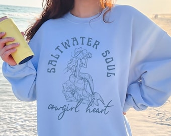 Sirène Core chemise de cow-girl côtière Sweat de plage Vêtements sirène Cow-girl côtière ras du cou Chemise de plage tendance Vêtements de fille de noix de coco