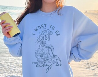 Sweat-shirt cow-girl côtier sirène core shirt Beachy sweat-shirt sirène vêtements cow-girl côtière pull ras du cou noix de coco vêtements fille