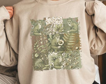Botanical Fox Sweatshirt Cottagecore Folk Art Hoodie Woodland Lover Pullover Forestcore Sweater Youth Folklore Hoody Goblincore Shirt