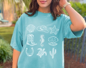 Coastal Cowgirl Shirt Ocean Inspired Style Beachy Shirt Western Stuff Costal Cowgirl Cowgirl Surfer Trendy Beach Shirt Coastal Aesthetic