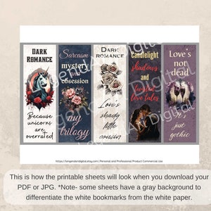 example sheet of printout bookmarks