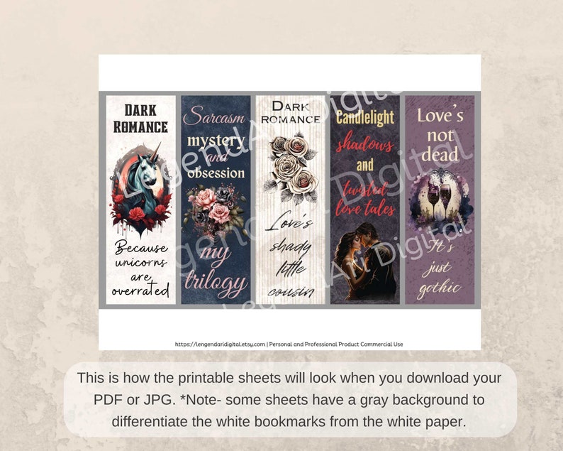 example sheet of printout bookmarks